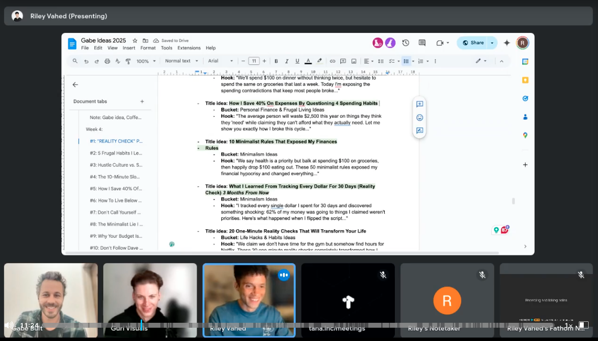 Riley, Guri and Gabe discussing the plan