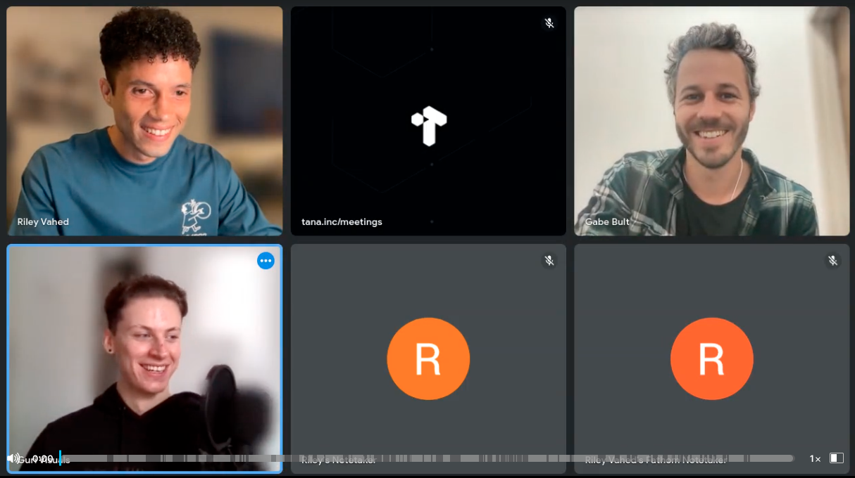 Riley, Guri and Gabe on their first meeting call